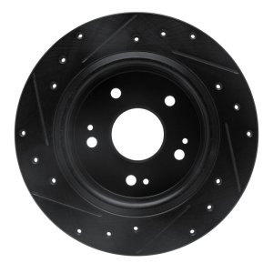 Honda HR-V Brake Rotor (1) - Rear Right - R1 Concepts - Drilled & Slotted - Black - `16-`25